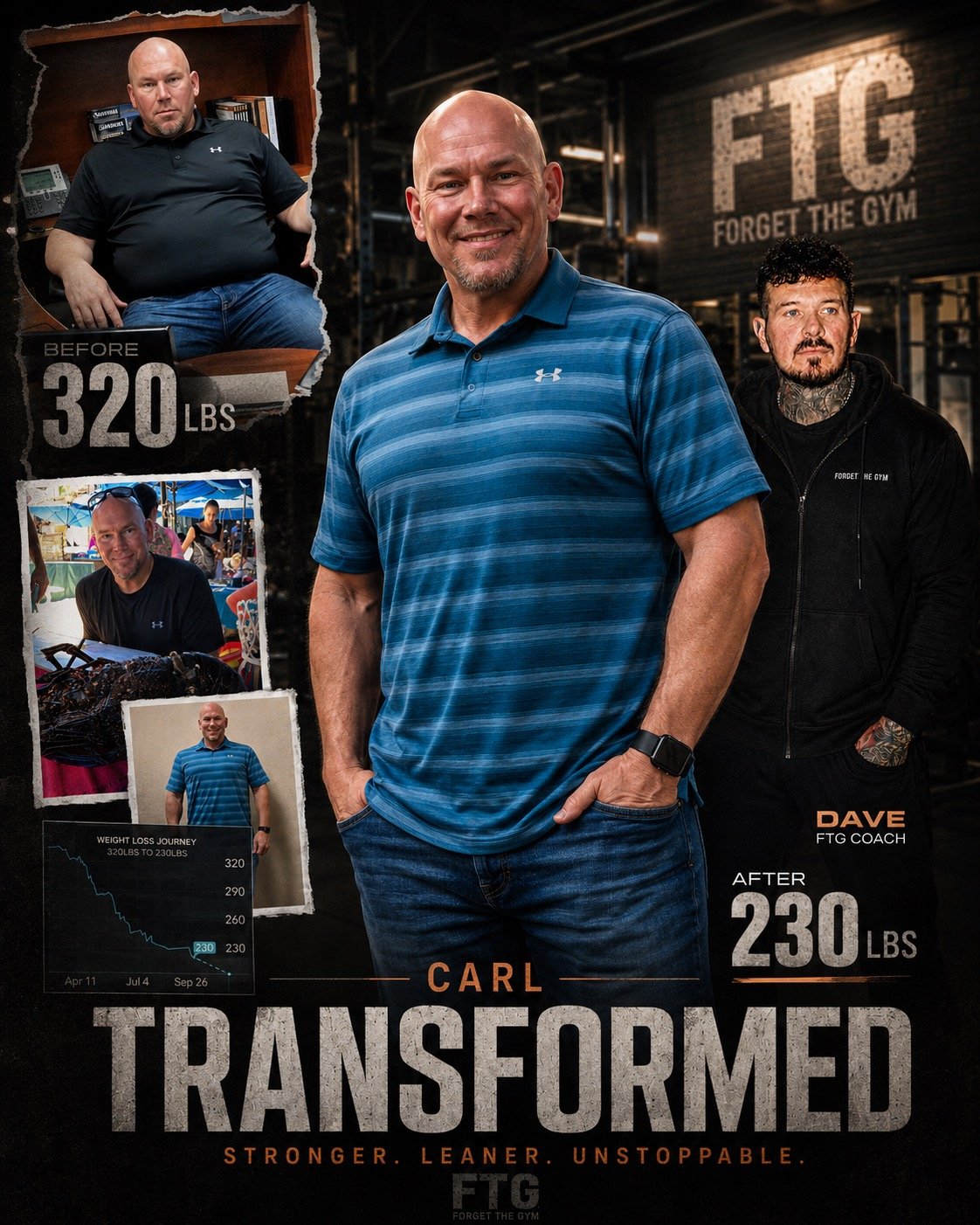 Carl, a Forget The Gym client, after training with Dave